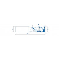 Концевая алмазная фреза Z=1+1 с большой площадью заточки 54°