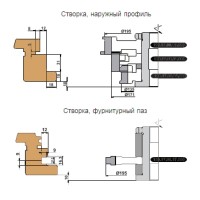 Комплект фрез, с механическим креплением ножей из инструментальной быстрорежущей стали, для изготовления окон с поворотно-откидной фурнитурой (БРУС 78Х86)